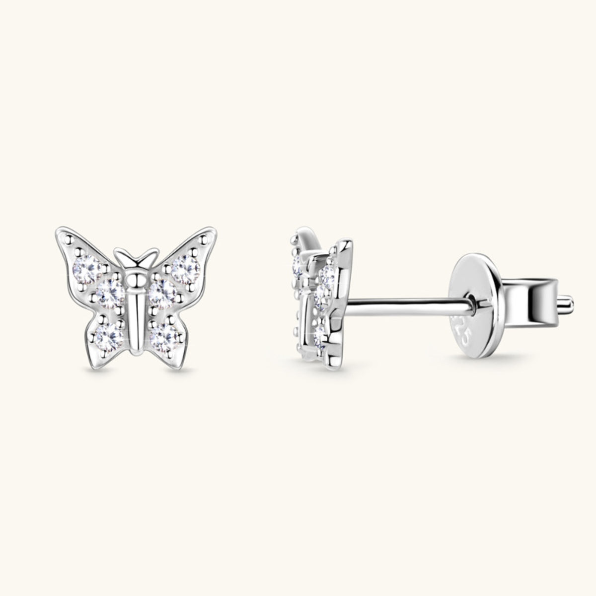 Boucles d'oreilles papillon en argent sterling 925 et moissanite