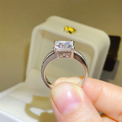 Bague carrée en argent sterling 925 avec moissanite de 3 carats