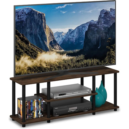 Turn-S-Tube Wide TV Entertainment Center, Espresso/Black， Tv Cabinet Living Room Furniture