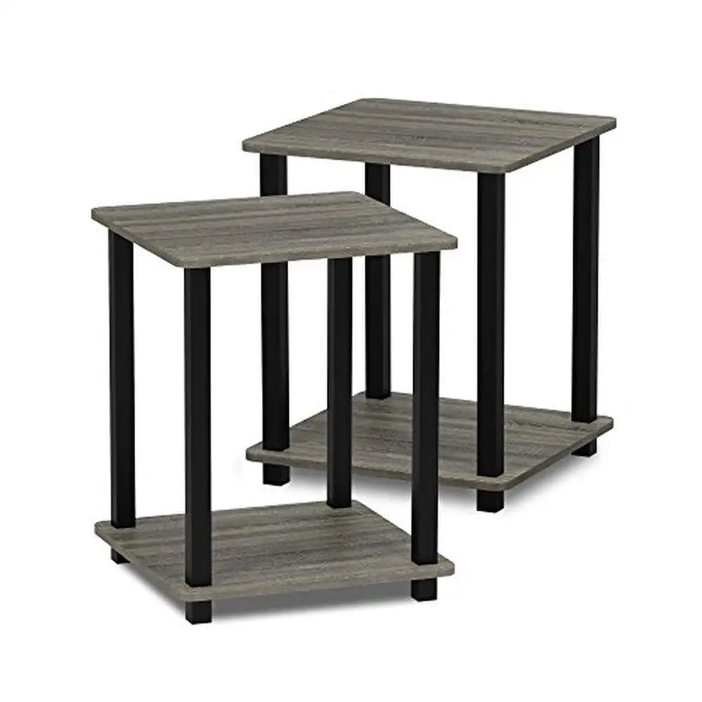 Compact 3-Tiered End Table Set & Entertainment Center Sturdy PVC Tubes & MDF Construction Easy Assembly Fits up to 55" TVs