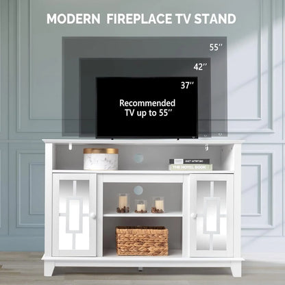 Modern Mirror TV Stand Entertainment Center for 55'' TV Media Console with 2Door United States