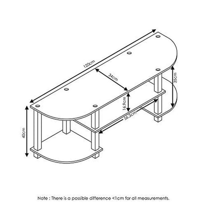 Ensemble de table d'appoint compact à 3 niveaux et centre de divertissement Tubes en PVC robustes et construction en MDF Assemblage facile Convient aux téléviseurs jusqu'à 55"