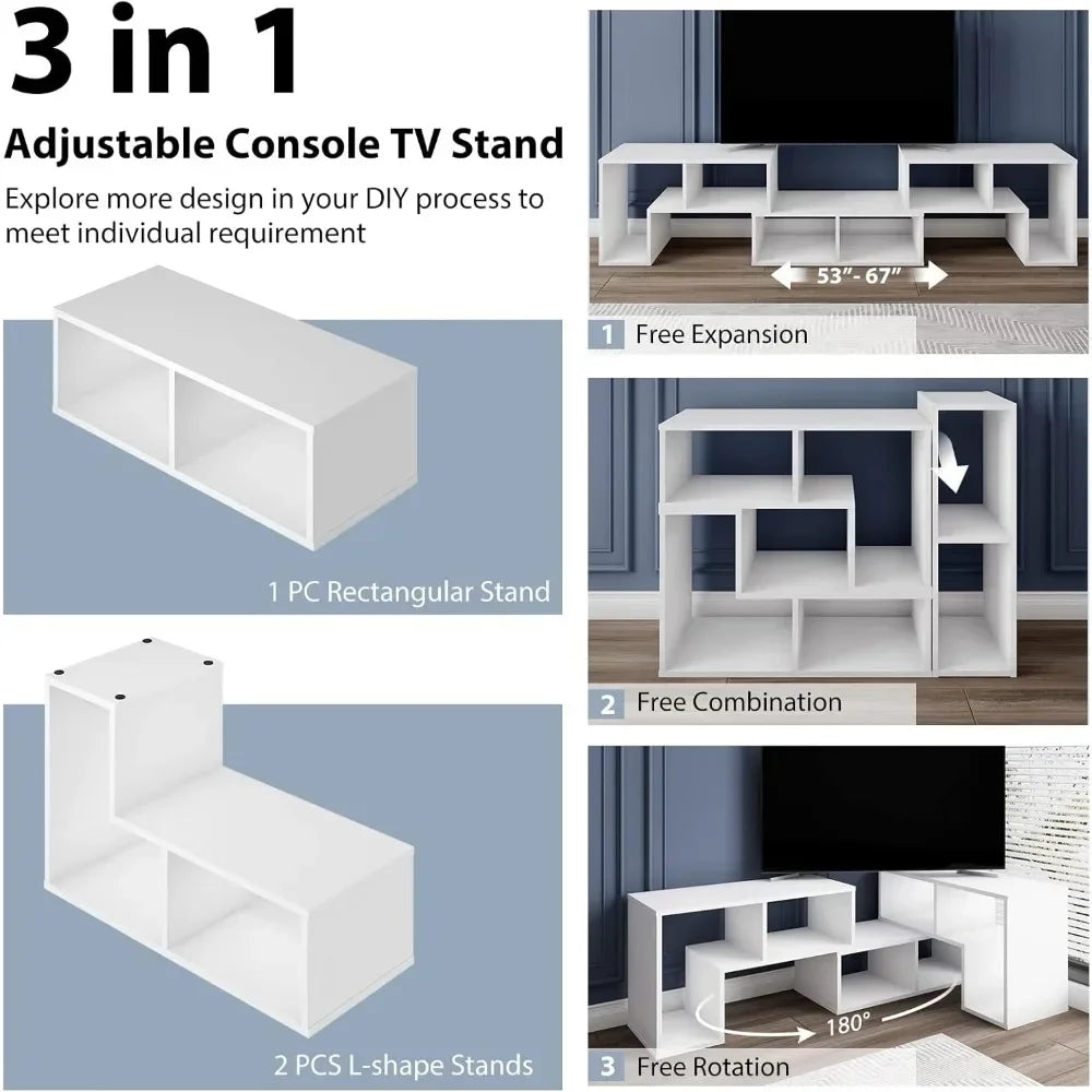 Free-Combination Entertainment Center for 50 55 60 65 Inch TV, Minimalist Modern TV Media Stand, DIY Open Storage Bookcase Shelf