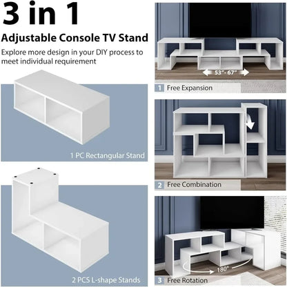 Free-Combination Entertainment Center for 50 55 60 65 Inch TV, Minimalist Modern TV Media Stand, DIY Open Storage Bookcase Shelf