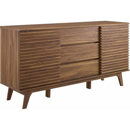 Render 63" Mid-Century Modern Sideboard Buffet Table or TV Stand in Walnut