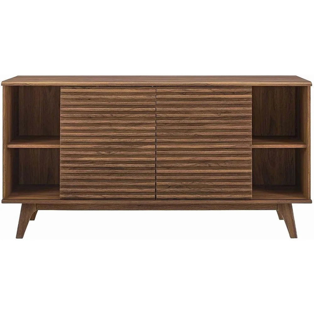 Render 63" Mid-Century Modern Sideboard Buffet Table or TV Stand in Walnut