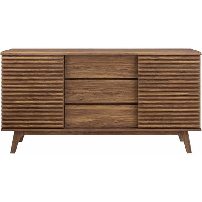 Render 63" Mid-Century Modern Sideboard Buffet Table or TV Stand in Walnut