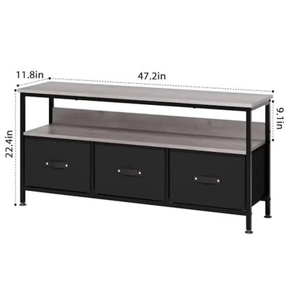 TV Stand Entertainment Center with 3 Drawers & Storage Shelves Minimalist Design Living Room Fits up to 55" TVs Easy Assembly