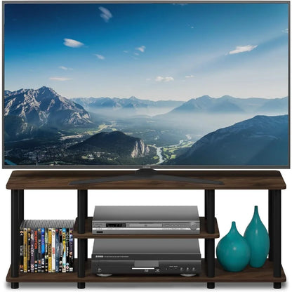 Turn-S-Tube Wide TV Entertainment Center, Espresso/Black， Tv Cabinet Living Room Furniture